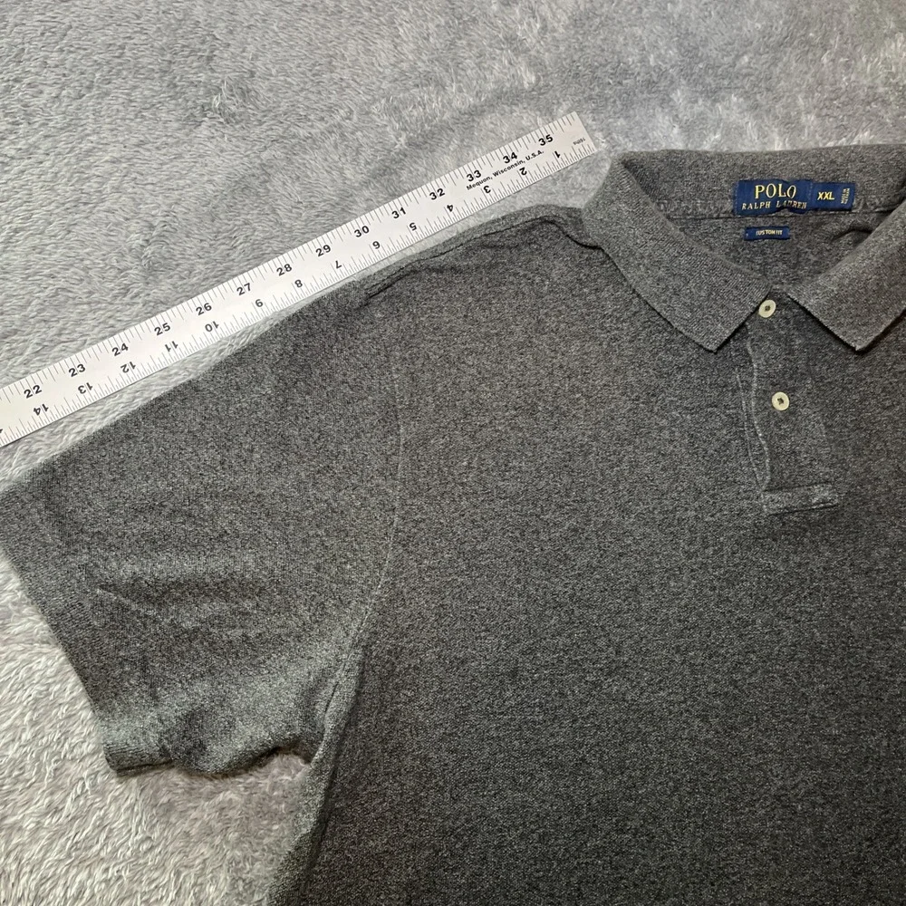 Polo Ralph Lauren Men's 2XL Custom Fit Grey Short Sleeve Shirt White Pony